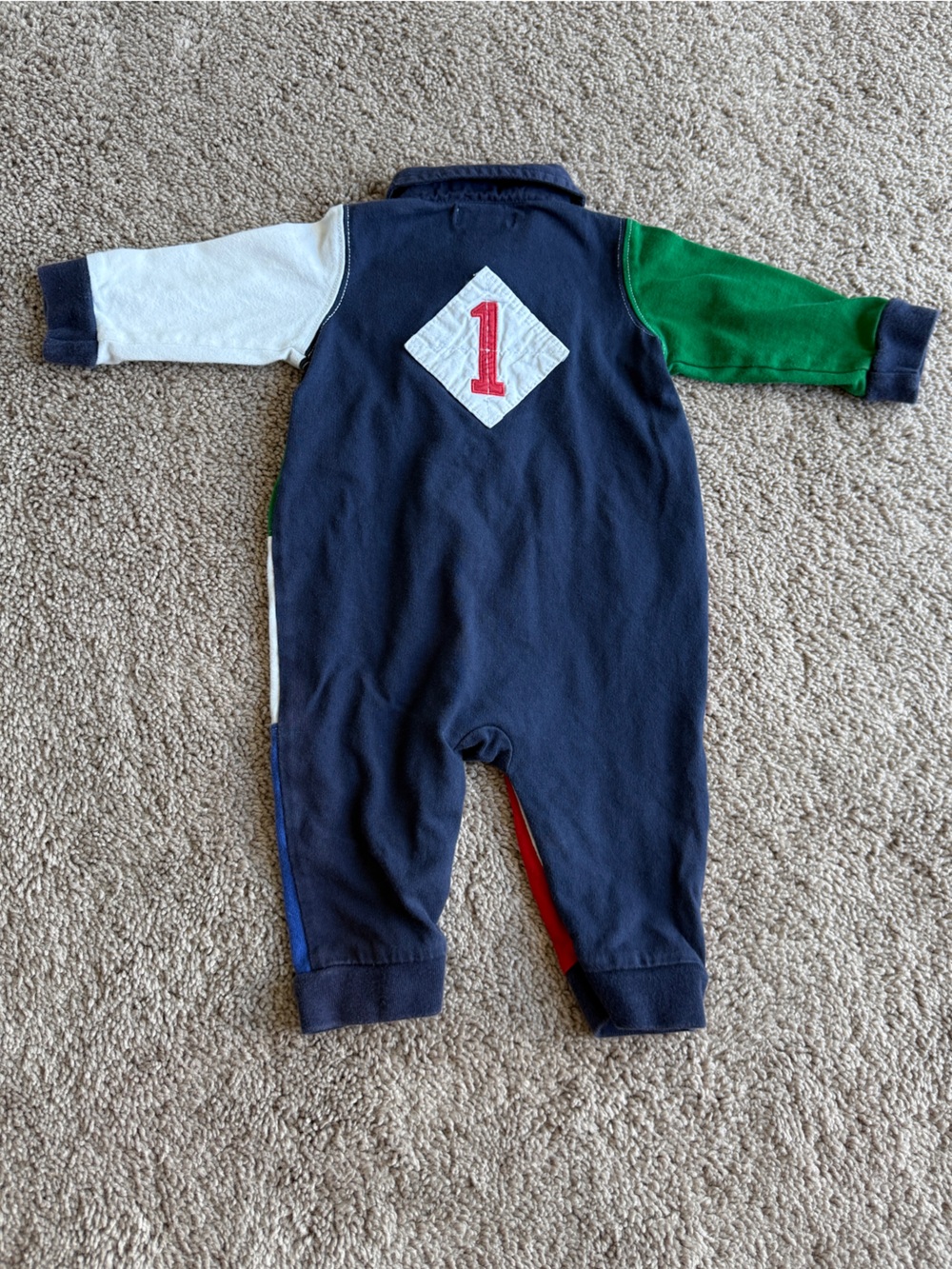Ralph Lauren Multi-Color Patchwork polo embroidered One-Piece horse race